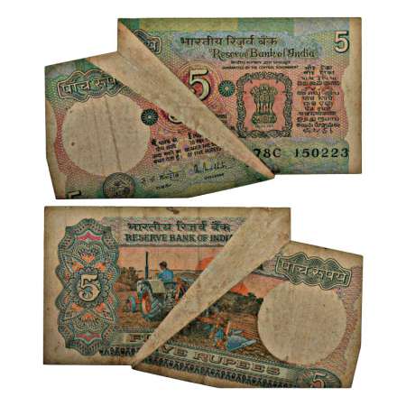 5 rupees, misprint, ND (1985-1990), signed by R.N. Malhotra, serial no.: 78C 150223, witho
