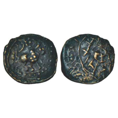 Early medieval Maharashtra, Khandesh region, 'bull' type alloyed copper coin of 'Vishnukun