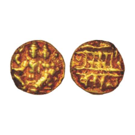 Vijayanagar, Tuluva dynasty, Sada Shivaraya (1543-1570 AD), gold ½ pagoda, 1.72g. Obv: Vis