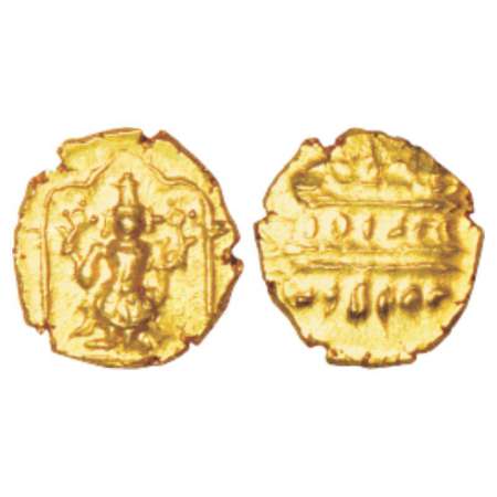 Vijayanagar, Aravidu dynasty, Venkata Raya III (1630-1642 AD), gold ½ pagoda, 1.72g. Obv: 