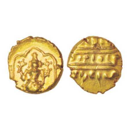Vijayanagar, Aravidu dynasty, Venkata Raya III (1630-1642 AD), gold ½ pagoda, 1.73g. Obv: 