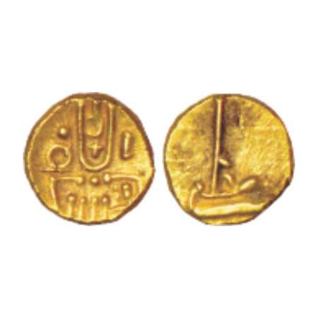 Malabar Coast, gold 'Veera Raya' fanam imitating design of Hoysala coins, (1500-1600 AD), 