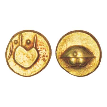 Sultans of Bijapur, Anonymous, hudki gold pagoda, 3.38g. Obv: A boat like uncertain symbol