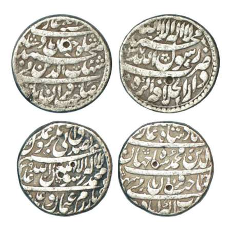 Shah Jahan (1628-1658 AD), silver rupee (2), 1x Dar ul-Khilafat Agra mint, AH 1037/RY Ahd,