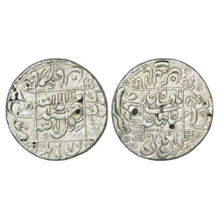 Shah Jahan (1628-1658 AD), silver rupee, Allahabad mint in left quadrant, RY 6, KM 235, we