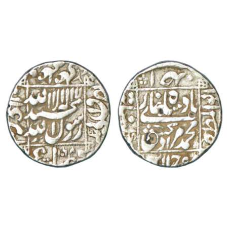 Murad Bakhsh (1658 AD), silver rupee, Khambayat mint in left quadrant, AH 1068/RY Ahd, KM 