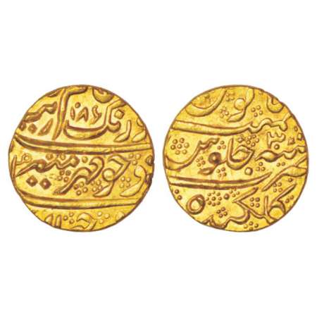 Aurangzeb (1658-1707 AD), gold mohur, 11.02g, Golkunda mint (fully visible), AH 1086/RY 30