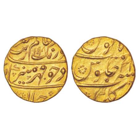 Aurangzeb (1658-1707 AD), gold mohur, 10.96g, Gulbarga mint, AH 1098/RY 31, KM 315.19. Ext