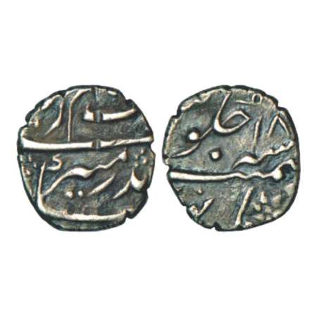 Aurangzeb (1659-1707 AD), silver ¼ rupee, Surat mint, RY18, 2.71g. Very fine, Rare.