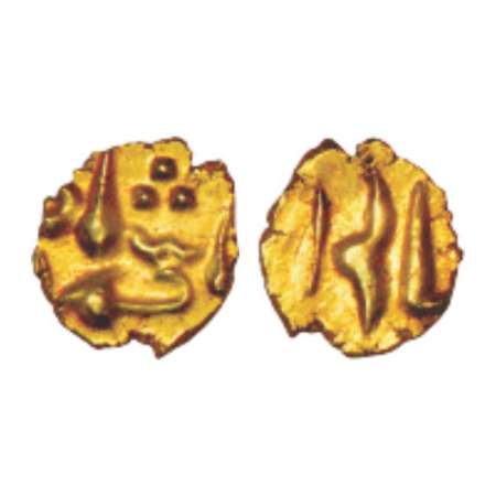 Ahmad Shah Bahadur (1748-1754 AD), gold fanam, 0.38g, Balapur mint. Obv: Legend Ahmad Shah