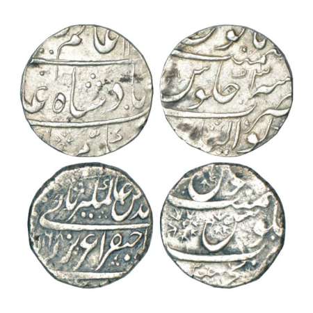Alamgir II (1754-1759 AD), silver rupee (2), 1x Gwalior mint, RY 3, KM 460.28 & 1x Sironj 