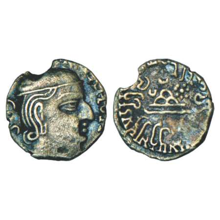 Western Kshatrapas, Karddamaka house, silver drachm of Mahakshatrapa Sanghadamn (227AD), M