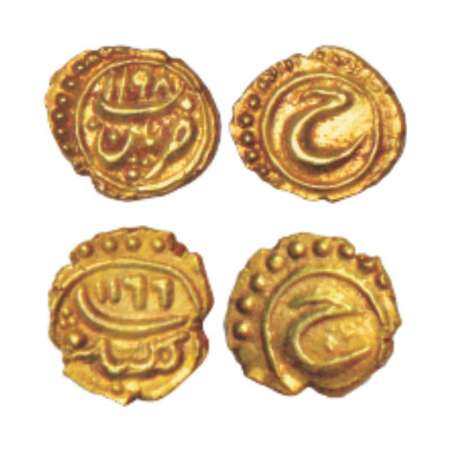 Mysore, Tipu Sultan (1782-1799 AD), gold fanam (2), 0.38g each, Kalikut mint, AH 1199, KM 