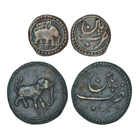 Mysore, Tipu Sultan (1782-1799 AD), copper coin (2), Pattan mint, 1x Paisa, 11.14g. ND, KM