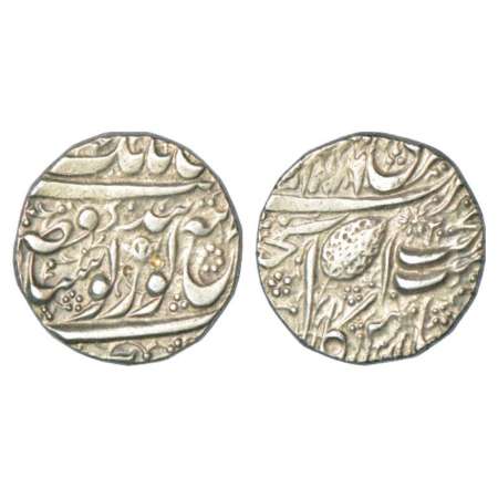 Sikh Empire, silver rupee, Amritsar mint, 'Nanak Shahi' couplet, VS 1876, flower symbol wi