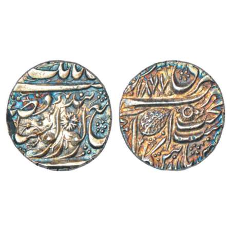 Sikh Empire, silver rupee, Amritsar mint, 'Nanak Shahi' couplet, VS 1877, No digit above t