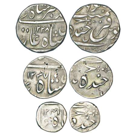 Hyderabad, Sikandar Jah (1803-1829 AD), set of 3 silver coins, rupee, 11.12g, AH 1228/RY 6