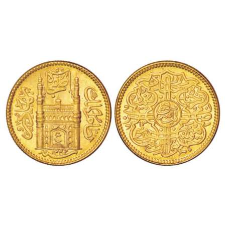 Hyderabad, Mir Usman Ali Khan (1911-1948 AD), gold ashrafi, 11.15g, Hyderabad mint, AH 134