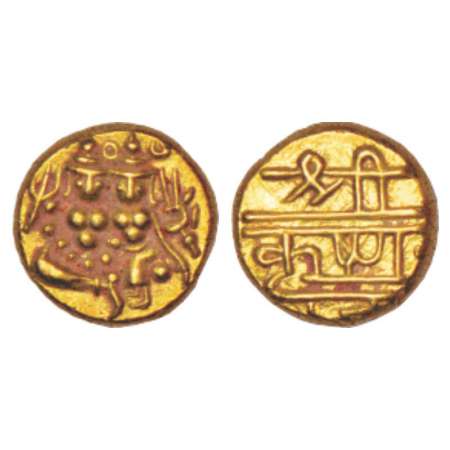 Mysore, Krishnaraja Wodeyar (1799-1868 AD), gold pagoda, 3.43g. Obv: Shiva Parvati seated.