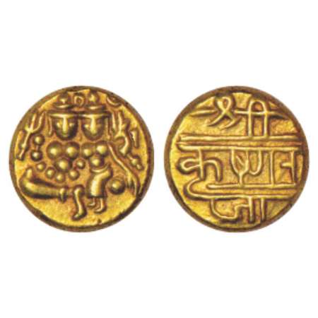 Mysore, Krishnaraja Wodeyar (1799-1868 AD), gold pagoda, 3.41g. Obv: Shiva Parvati seated.