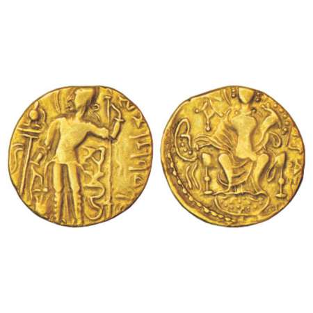 Gupta Empire, gold dinar of Samudra Gupta (350-375 AD) 'Standard / Javelin' type, S Kumar 