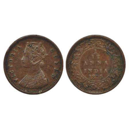 Victoria Queen, copper 1/12 anna, 1875, Bombay mint, PR 807, GK 404, few contact mark. Ver