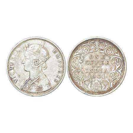 Victoria Empress, silver rupee, 1901, Calcutta mint, C3/I/'C' incused, PR 139; GK 598. Ver