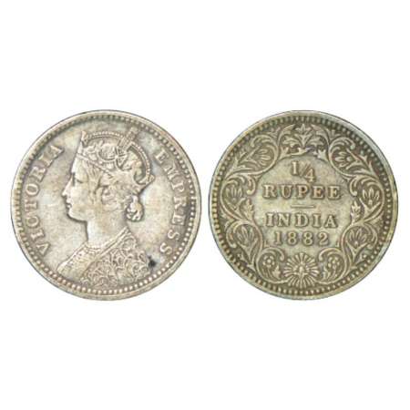 Victoria Empress, silver ¼ rupee, 1882, Calcutta mint, C/II/'C' incused, PR 387, GK 687. V