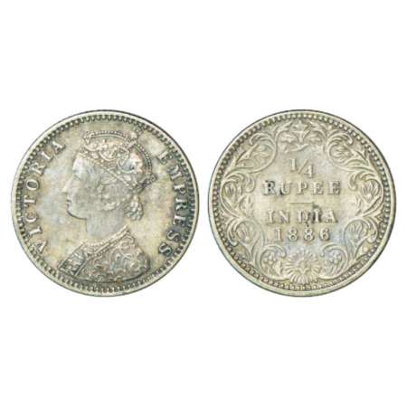 Victoria Empress, silver ¼ rupee, 1886, Bombay mint, C(i)/II/'B' raised, PR 419, GK 705. V