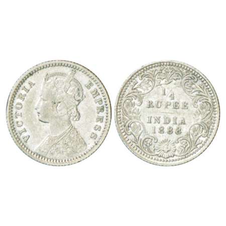 Victoria Empress, silver ¼ rupee, 1888, Calcutta mint, C/II/no mm, PR 393, GK 713. Very fi