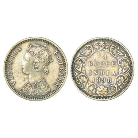 Victoria Empress, silver ¼ rupee, 1898, Bombay mint, C/I/'B' incused, PR 431, GK 734. Very