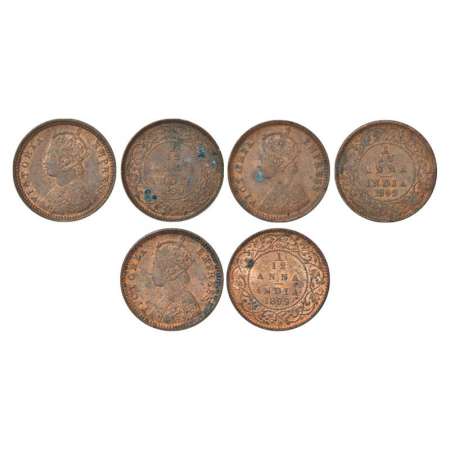 Victoria Empress, copper 1/12 anna (3), 1890, 1892 and 1899, Calcutta mint, bust 'B', PR 7