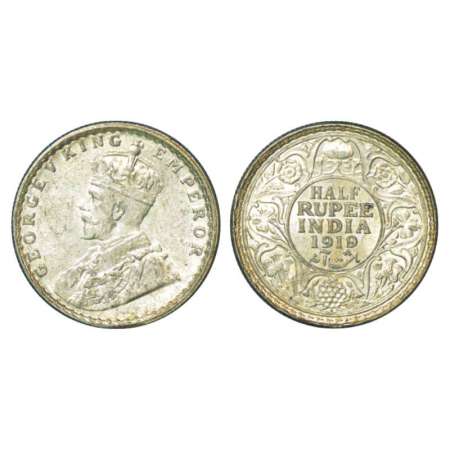 George V, silver ½ rupee, 1919, Bombay mint, PR 343; GK 1057. Uncirculated, Very scarce.