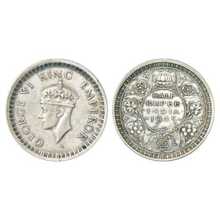 George VI, half silver ½ rupee, 1945, Bombay mint, dot, large 5, unlisted in PR, GK 1317. 