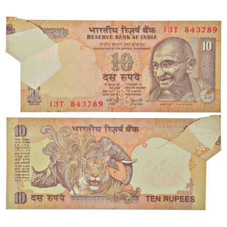10 rupees, misprint, ND (2003-2008), signed by Y.V. Reddy, without inset, serial no.: 13T 