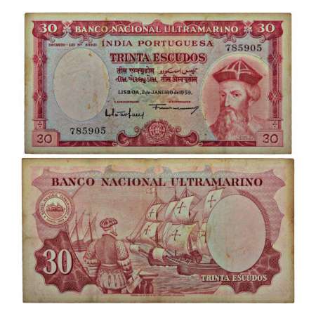 Indo-Portuguese Territories, 30 escudos, 7th issue, dated 2nd January 1959, signed by Fran