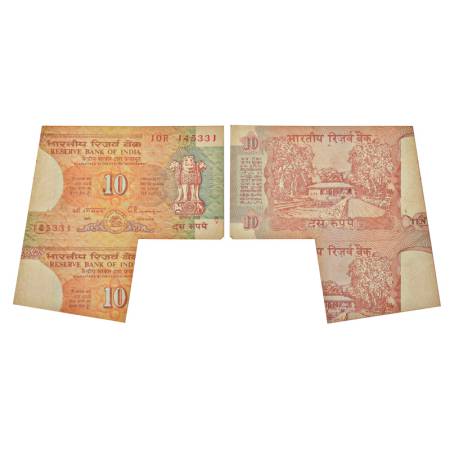 10 rupees, misprint, Shalimar Garden series, ND (1992-1997), signed by C. Rangarajan, inse