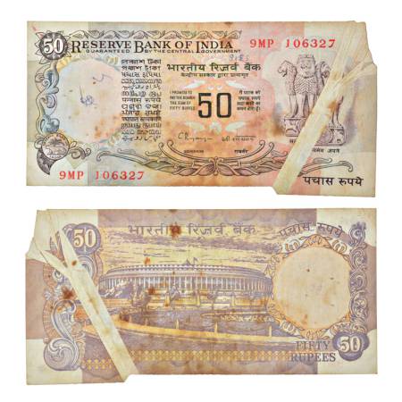 50 rupees, misprint, Parliament House series, ND (1992-1997), signed by C. Rangarajan, ins