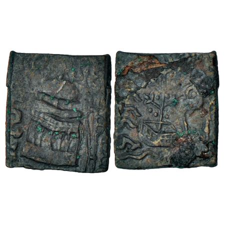 Tribal monarchies in North India, Audumbaras, Rudradasa (50BC-50 AD), copper coin, 2.15g. 