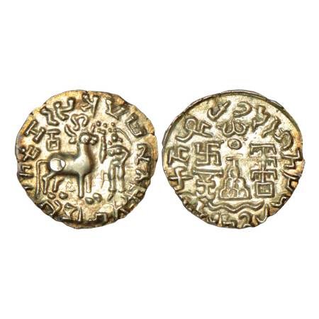 Post-Mauryan tribal monarchies, Kunindas, Amoghabhuti (50BC-50AD), silver drahcm, 2.31g. O