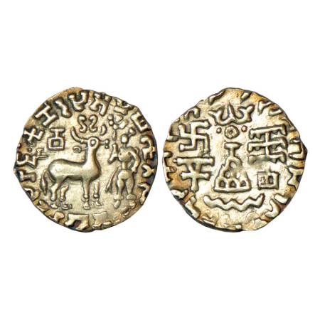 Post-Mauryan tribal monarchies, Kunindas, Amoghabhuti (50BC-50AD), silver drahcm, 2.18g. O