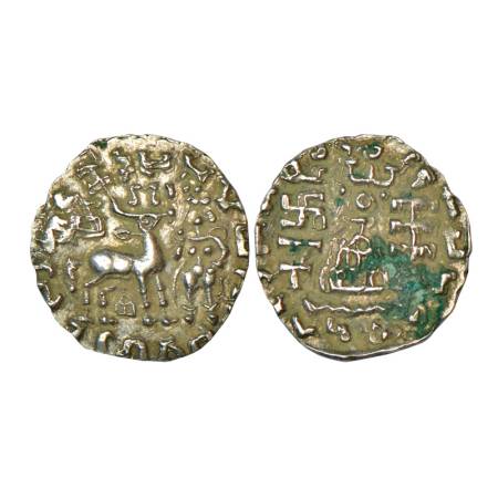 Post-Mauryan tribal monarchies, Kunindas, Amoghabhuti (50BC-50AD), silver drahcm, 2.20g. O