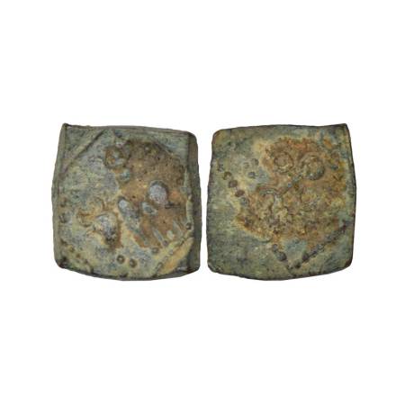 Satavahanas, uninscribed lead coin of 'bull' type, attributed to Siri Satakani (100-50 BC)