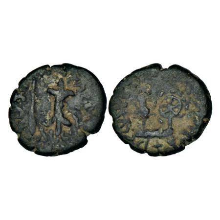 Western Kshatrapas, Ksaharata dynasty, Bhumaka (10-33 AD), copper coin, 6.57g. Obv: Thunde