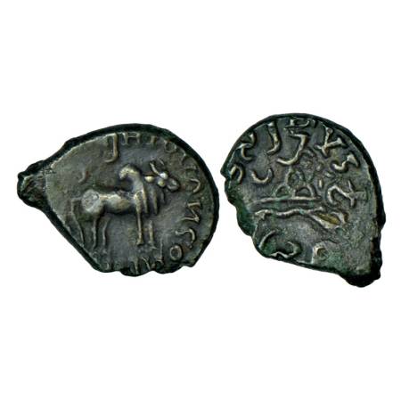Western Kshatrapas, Kardamaka dynasty, Rudrasimha I (188-197 AD), 'bull' type potin coin, 