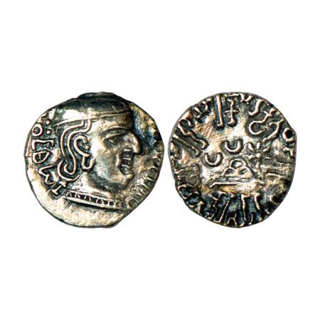 Western Kshatrapas, Kardamaka dynasty, Rudrasena I as Mahakshatrapa (199-222 AD), silver d