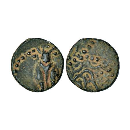 Western Kshatrapas, anonymous and uninscribed 'bull' type potin coin issued under Damasena