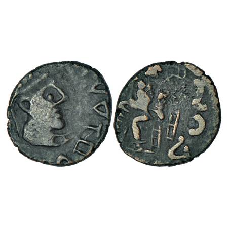 Kushans, Kujula Kadphises (30-80 AD), copper coin, 3.88g, posthumously imitating designs o