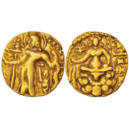 Gupta Empire, Chandra Gupta II (375-415 AD), gold dinar of 'Archer' type, 8.01g. Obv: Nimb