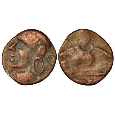 Gupta Empire, Chandra Gupta II (375-415 AD), copper coin, 0.97g. Obv: Bust of king wearing